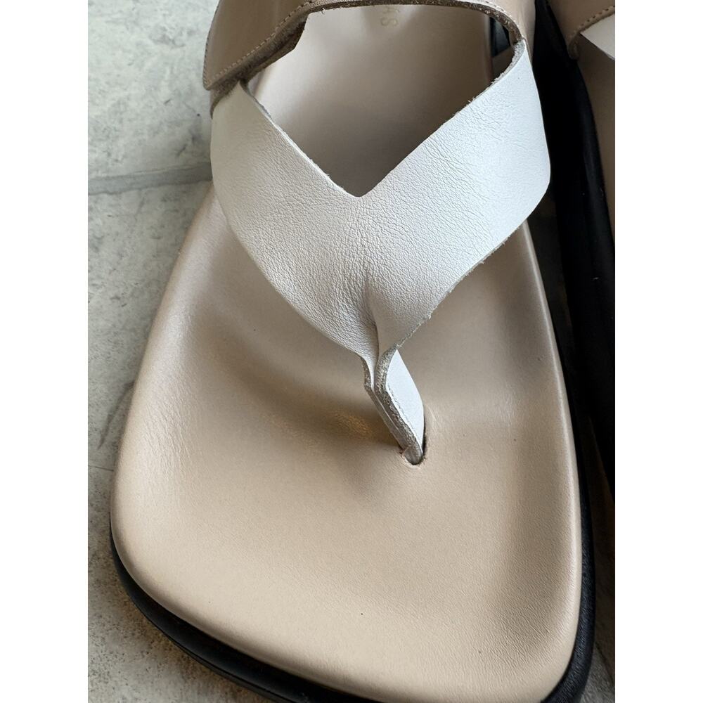 Alohas Decade Bicolor Sandals Thong-style White and Beige Size 11 Square Toe - Picture 3 of 11